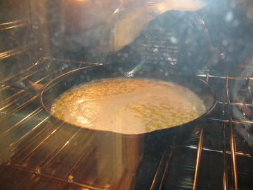 batter in melted butter