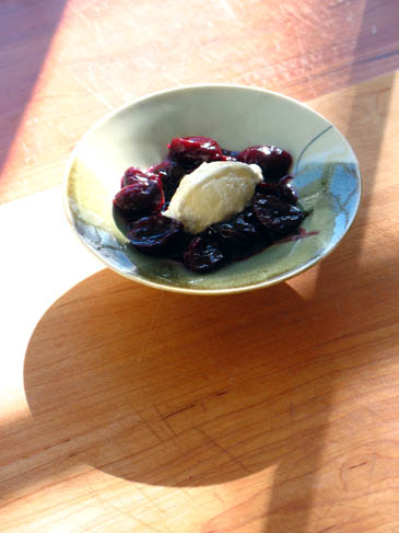Fresh Ricotta with Red Wine Poached Cherries!
